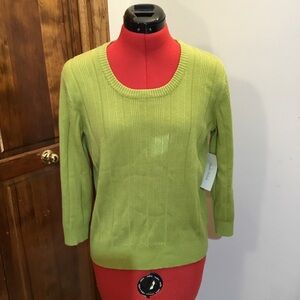 Studio Works green sweater, S, cotton/acrylic blend, NWT